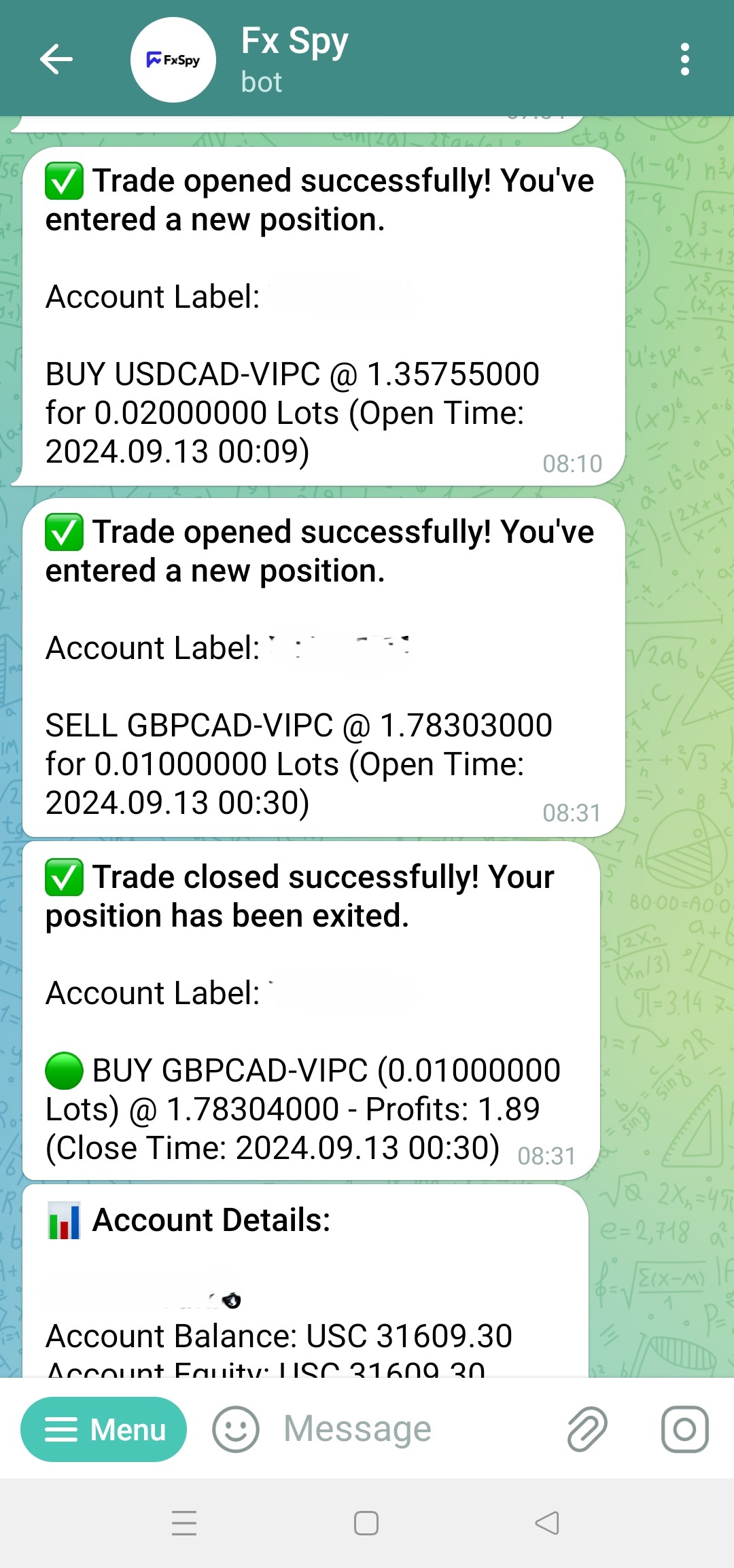 Open Close Trades Notification